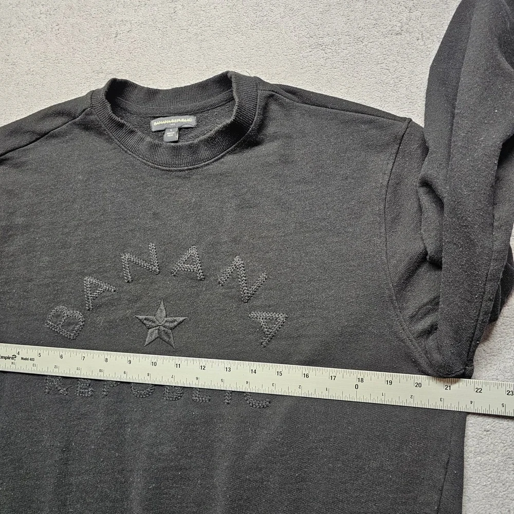 Banana Republic Mens Black Textured Star Logo Crewneck Sweatshirt Size Large